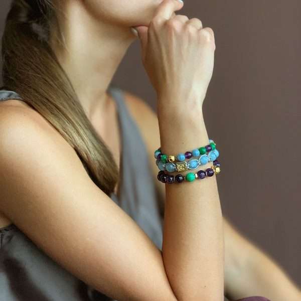 women wearing crystal bracelet