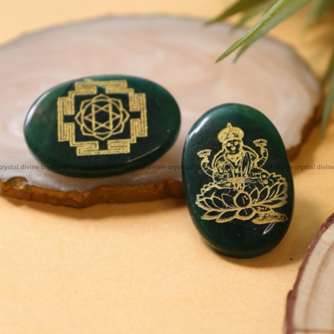 Green Jade Laxmi Shri Yantra Coin (Good Luck)