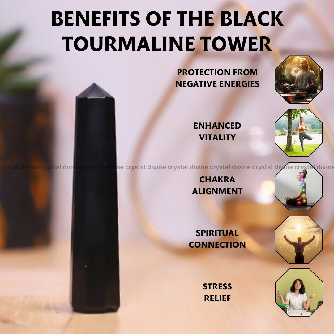 Black Tourmoline Crystal Tower - 70 - 100 grams