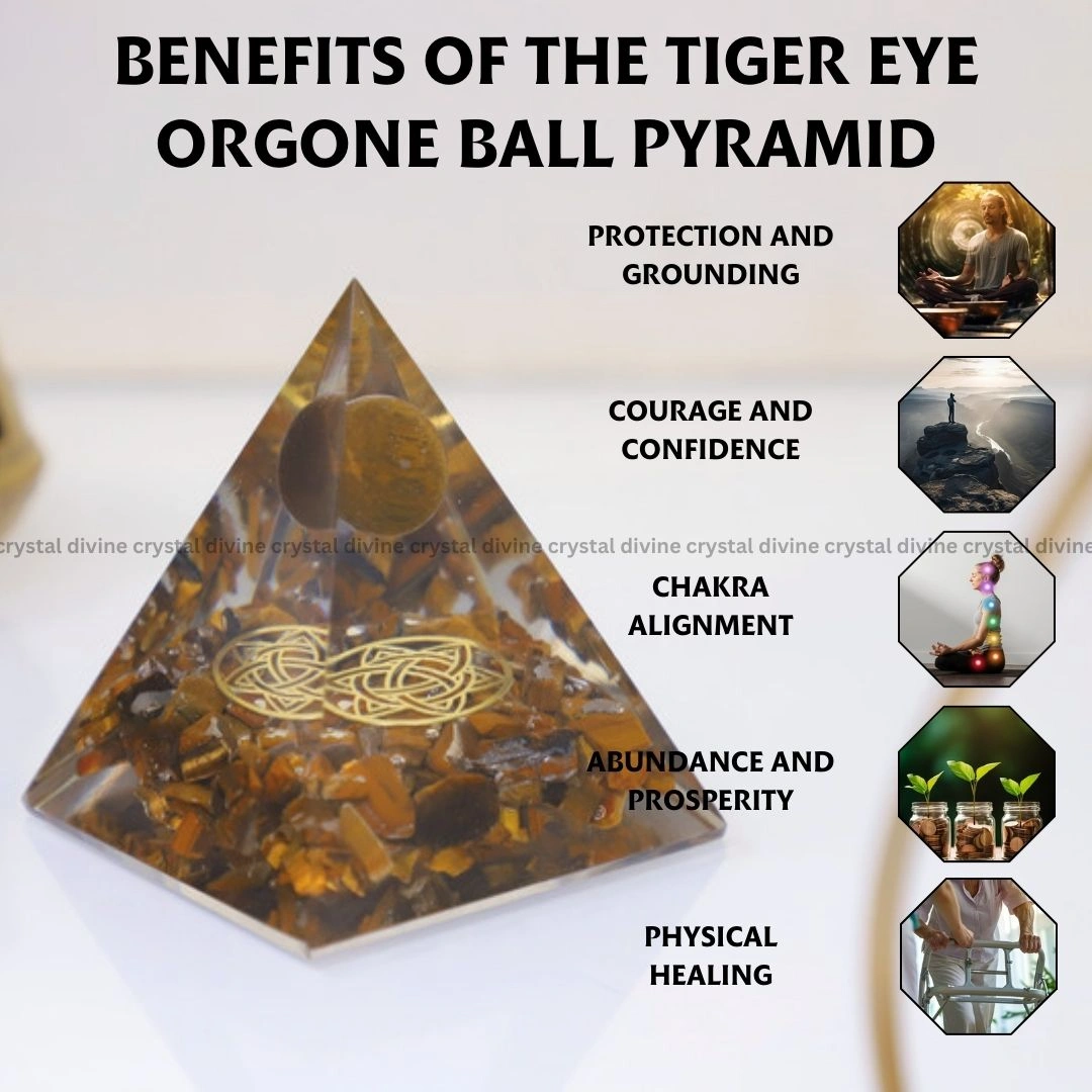 Tiger Eye Orgone Ball Pyramid (Clarity & Focus)