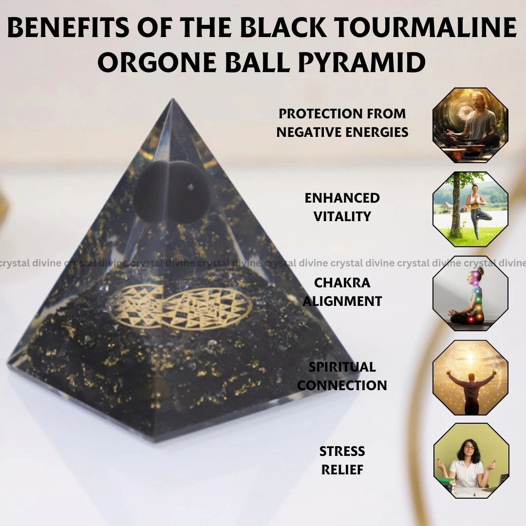 Black Tourmaline Orgone Ball Pyramid