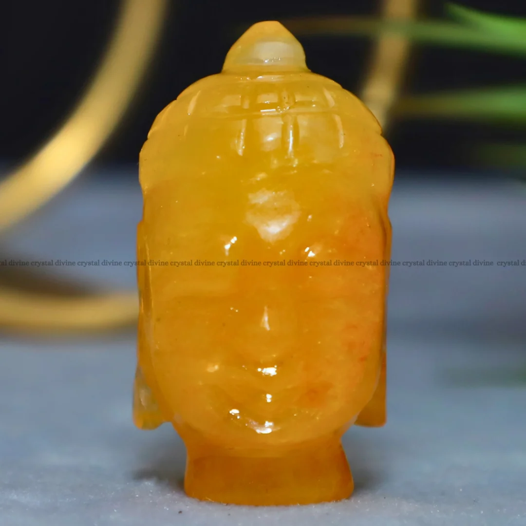 Citrine Crystal Buddha Head Idol 1 inch (Inner Joy & Happiness)