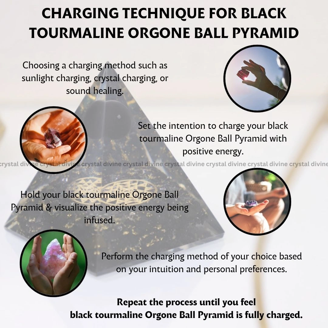 Black Tourmaline Orgone Ball Pyramid (Cleansing & Purification)