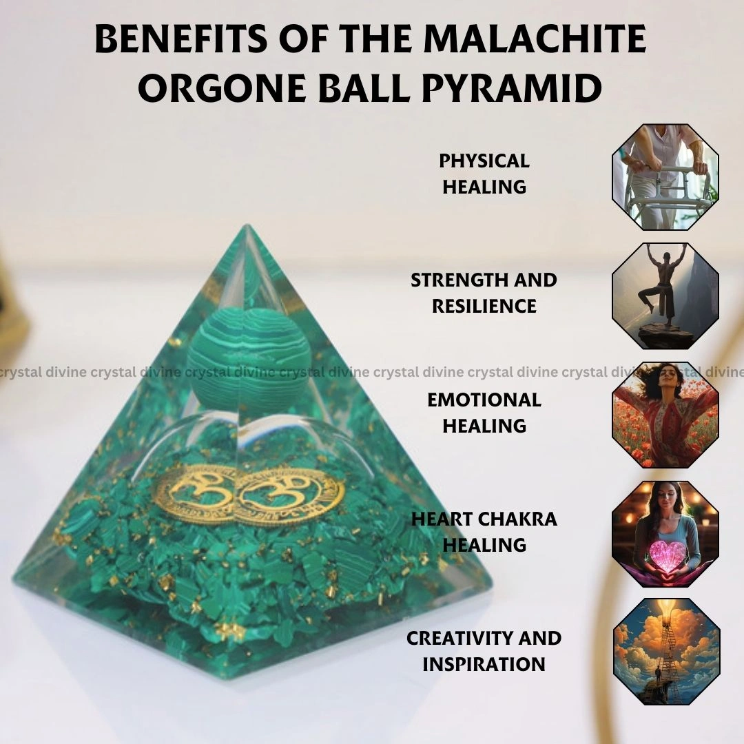 Malachite Orgone Ball Pyramid (Transformation & Growth)