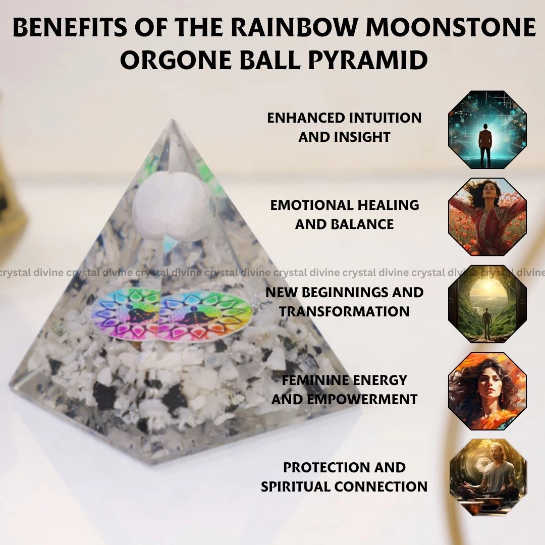 Rainbow Moonstone Orgone Ball Pyramid