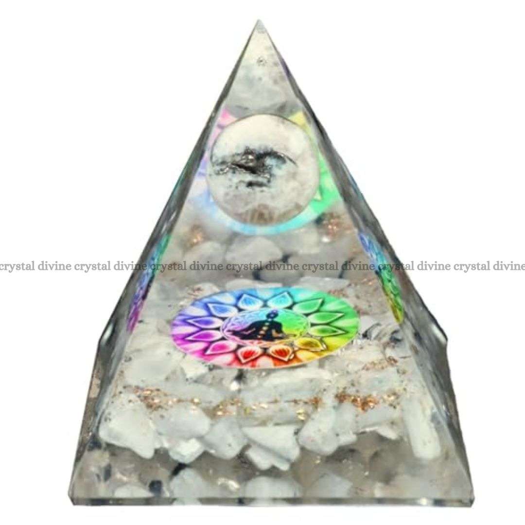 Rainbow Moonstone Crystal Orgone Ball Pyramid