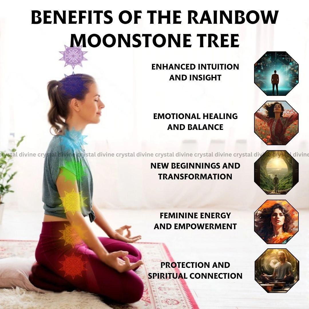 Rainbow Moonstone Crystal Tree