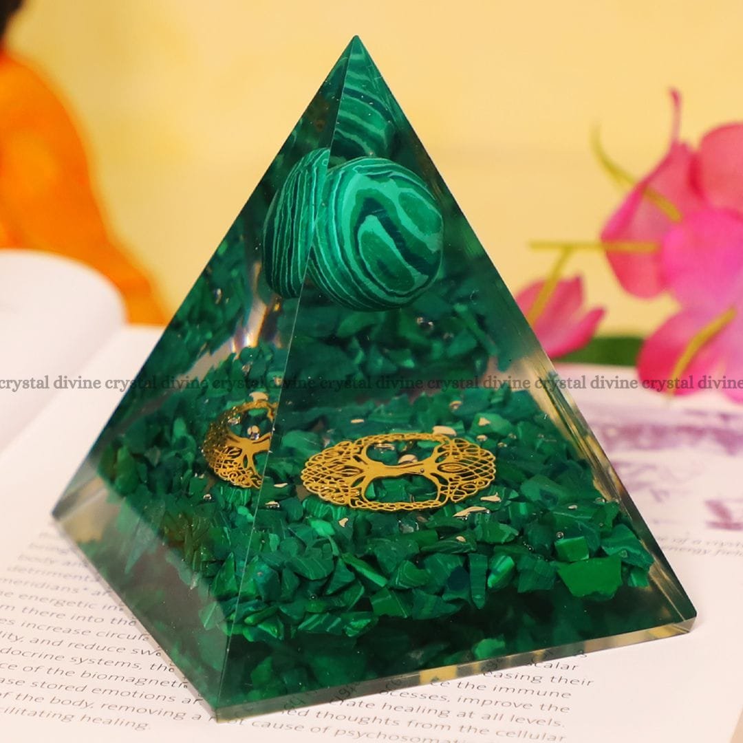 Malachite Orgone Ball Pyramid (Transformation & Growth)