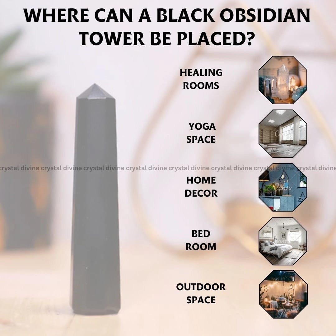 Black Obsidian Crystal Tower - 70 - 100 grams (Grounding & Protection)