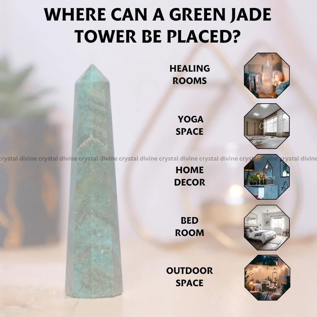 Green Jade Crystal Tower - 70 - 100 grams (Heart Chakra Activation)