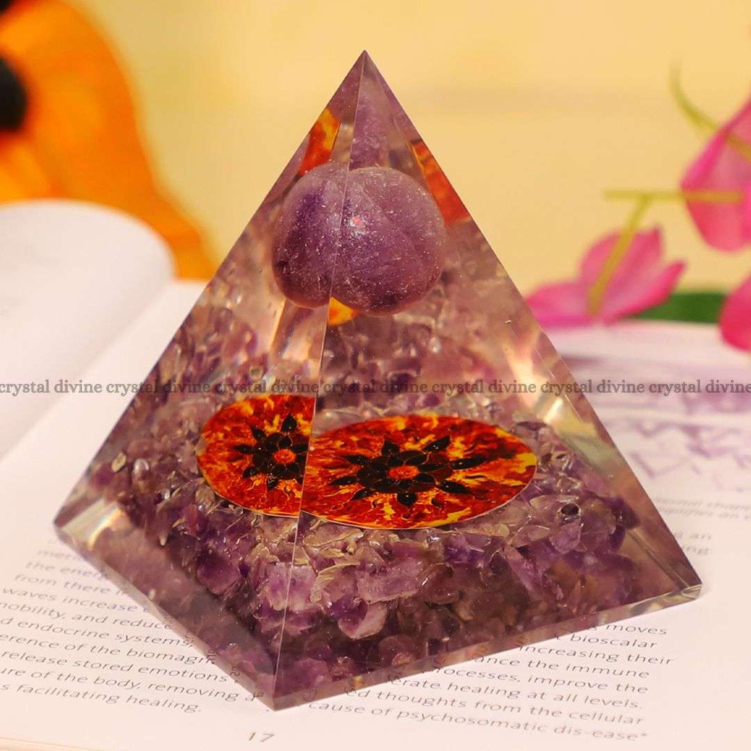Amethyst Orgone Ball Pyramid (Spiritual Healing & Growth)