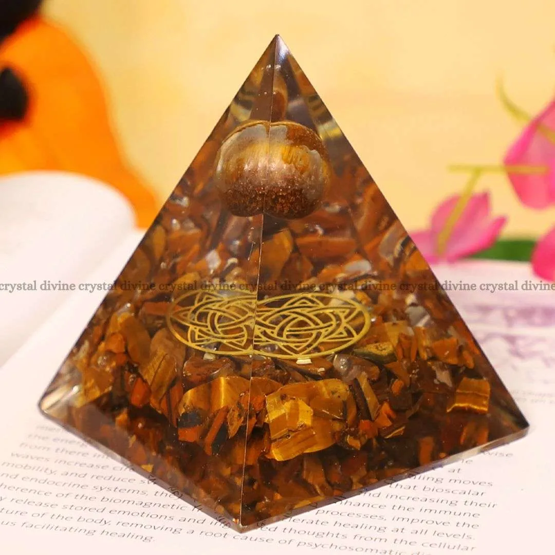 Tiger Eye Orgone Ball Pyramid (Clarity & Focus)