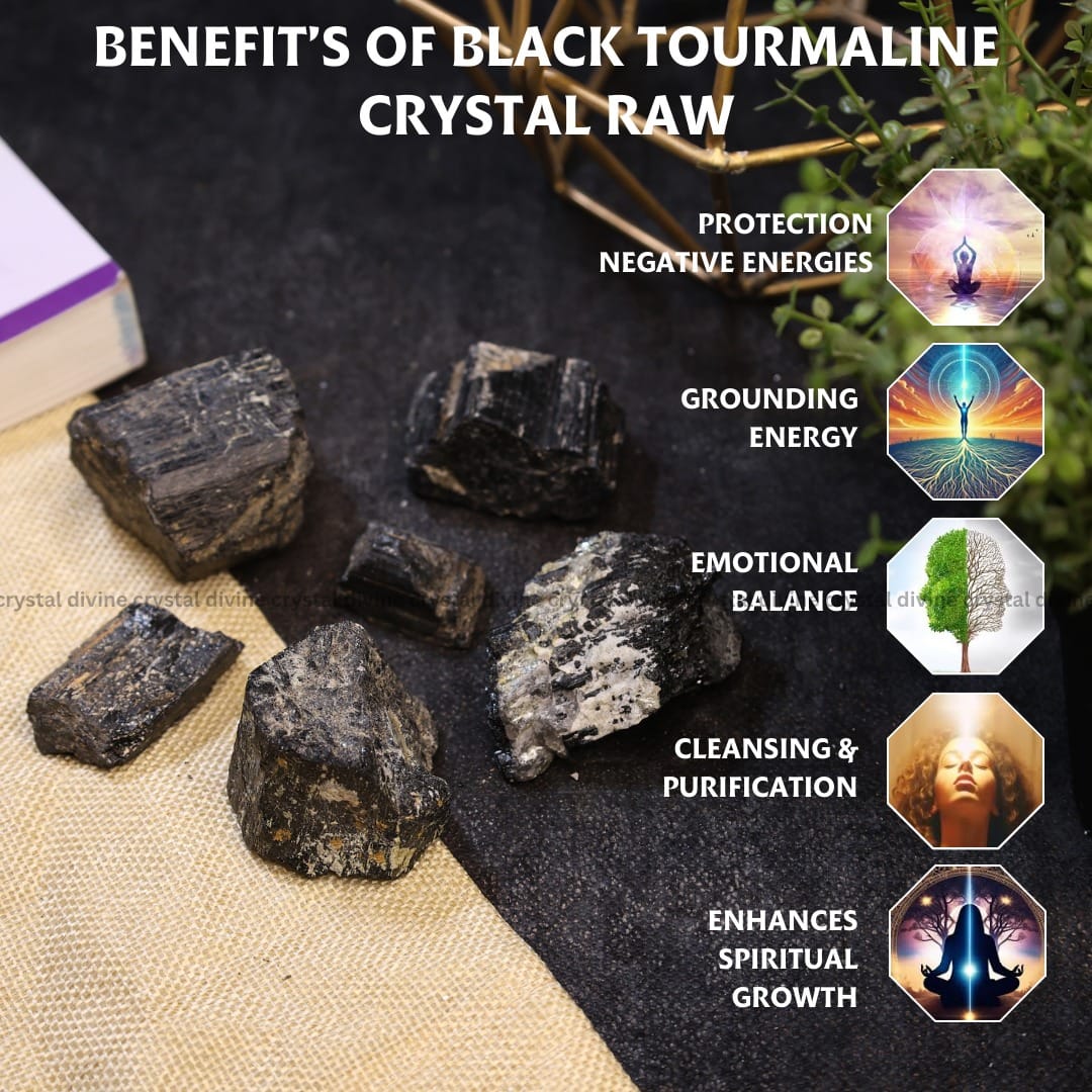 Black Tourmaline Raw Crystal 2pcs (Protection)