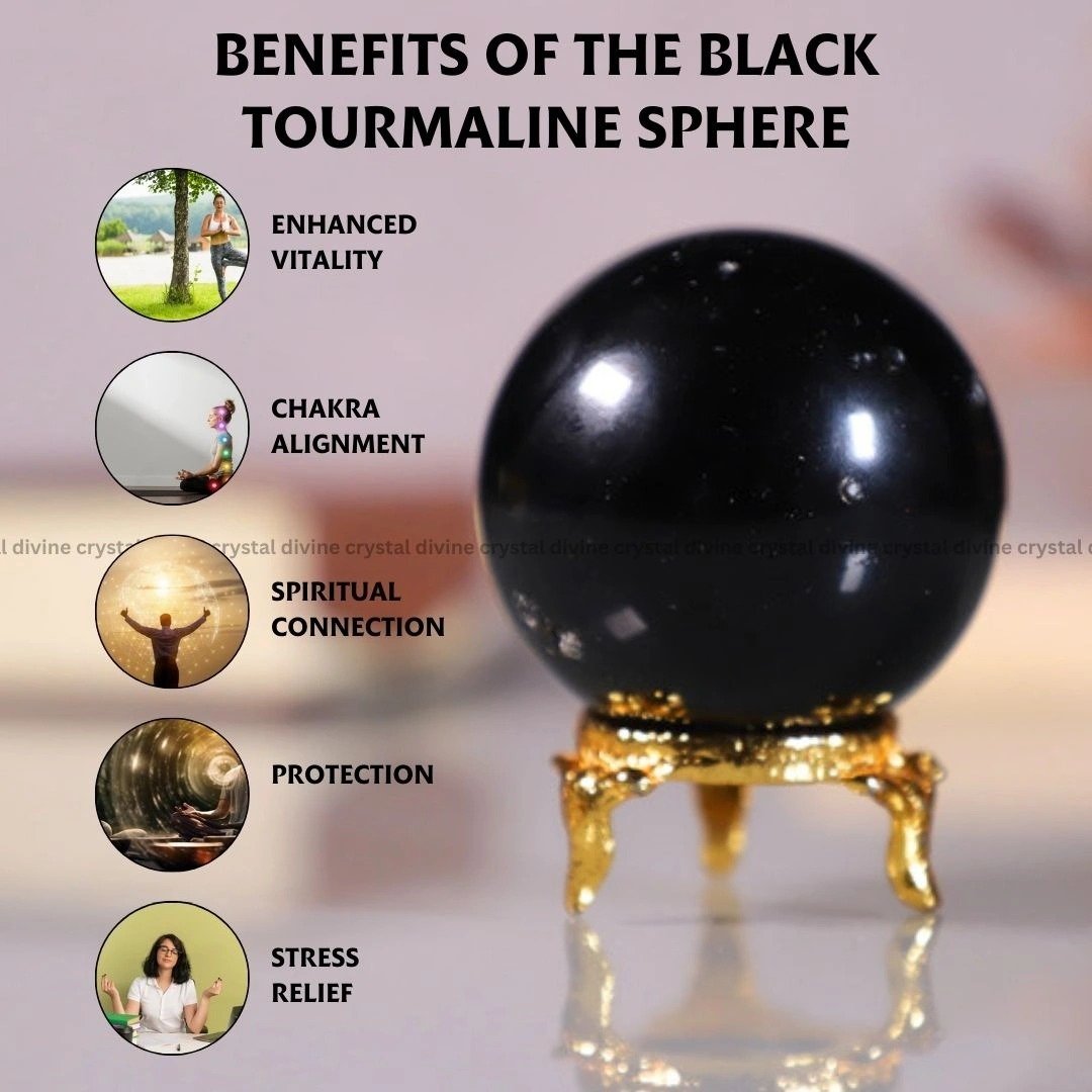 Black Tourmaline Crystal Sphere