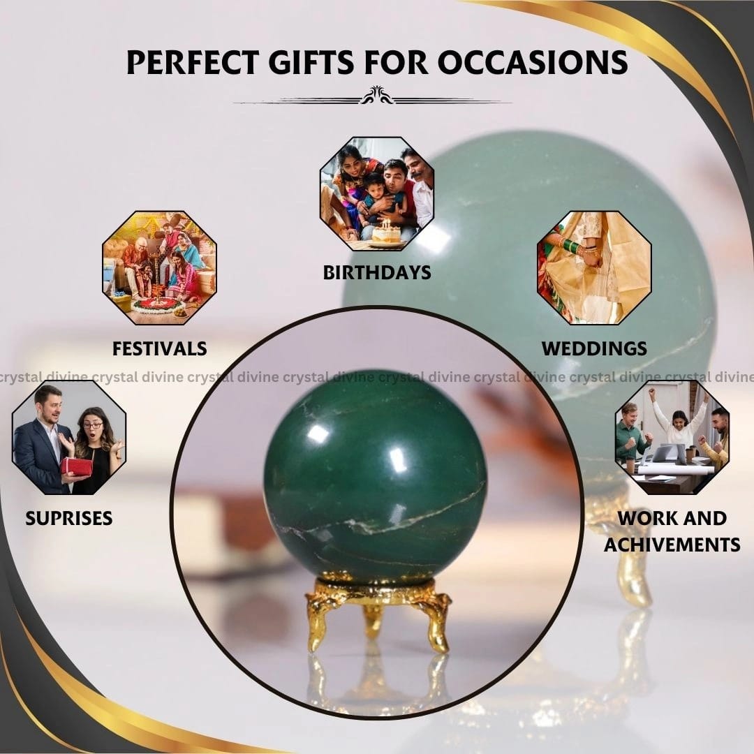 Green Jade Crystal Sphere (Luck & Fortune)