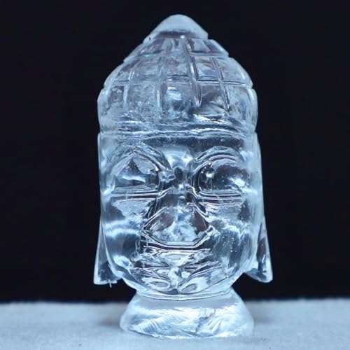 Clear Quartz Crystal Buddha Head Idol 1 Inch (Healing & Vitality)