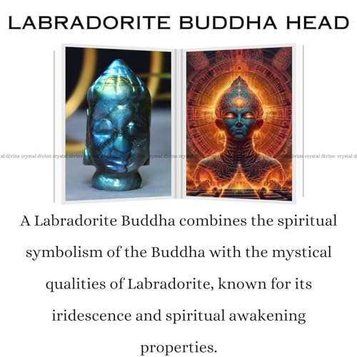 Labradorite Crystal Buddha Head Idol 1 Inch (Protection &  Shielding)