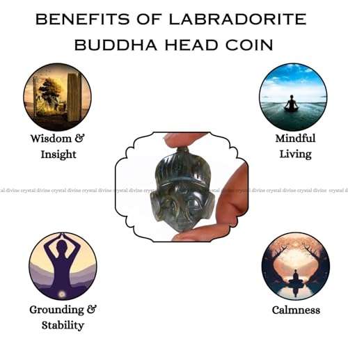 Labradorite Buddha Head Statue Coin (Stress Relief & Relaxation)