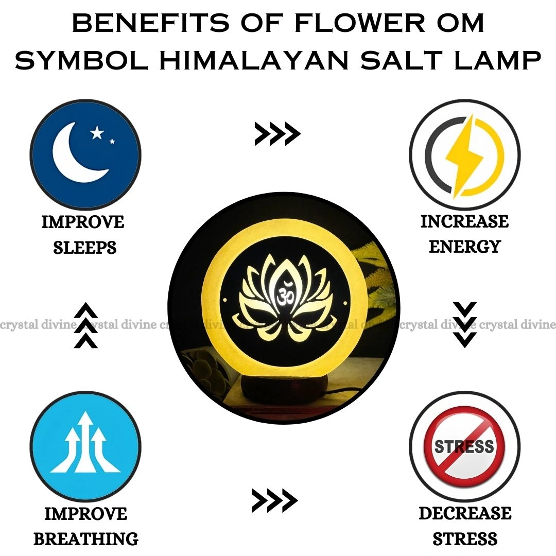 Flower Om Symbol Himalayan Salt Lamp