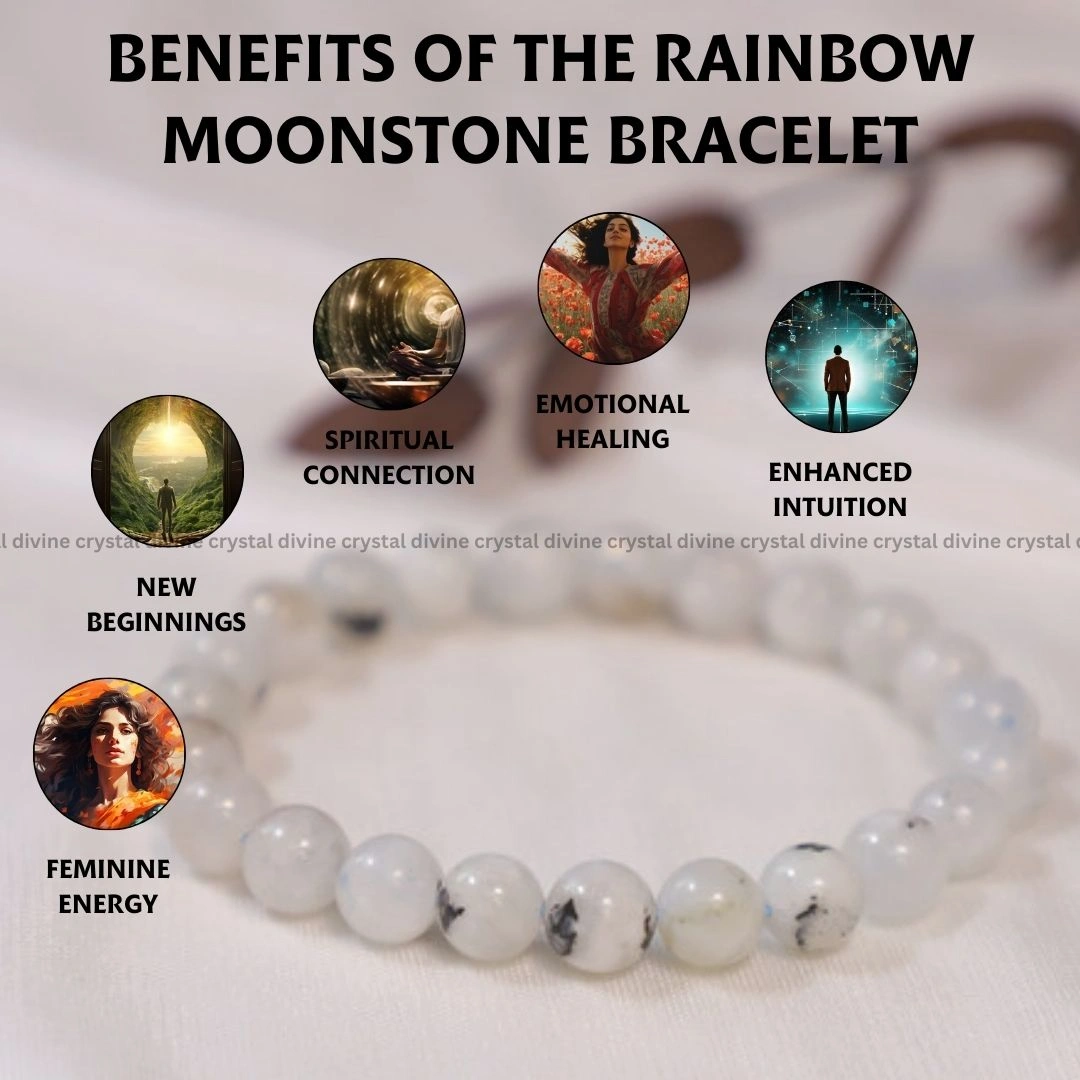 Rainbow Moonstone Crystal Bracelet - 8MM