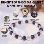 Clear Quartz & Amethyst Bracelet - 8MM (Meditation & Reflection)