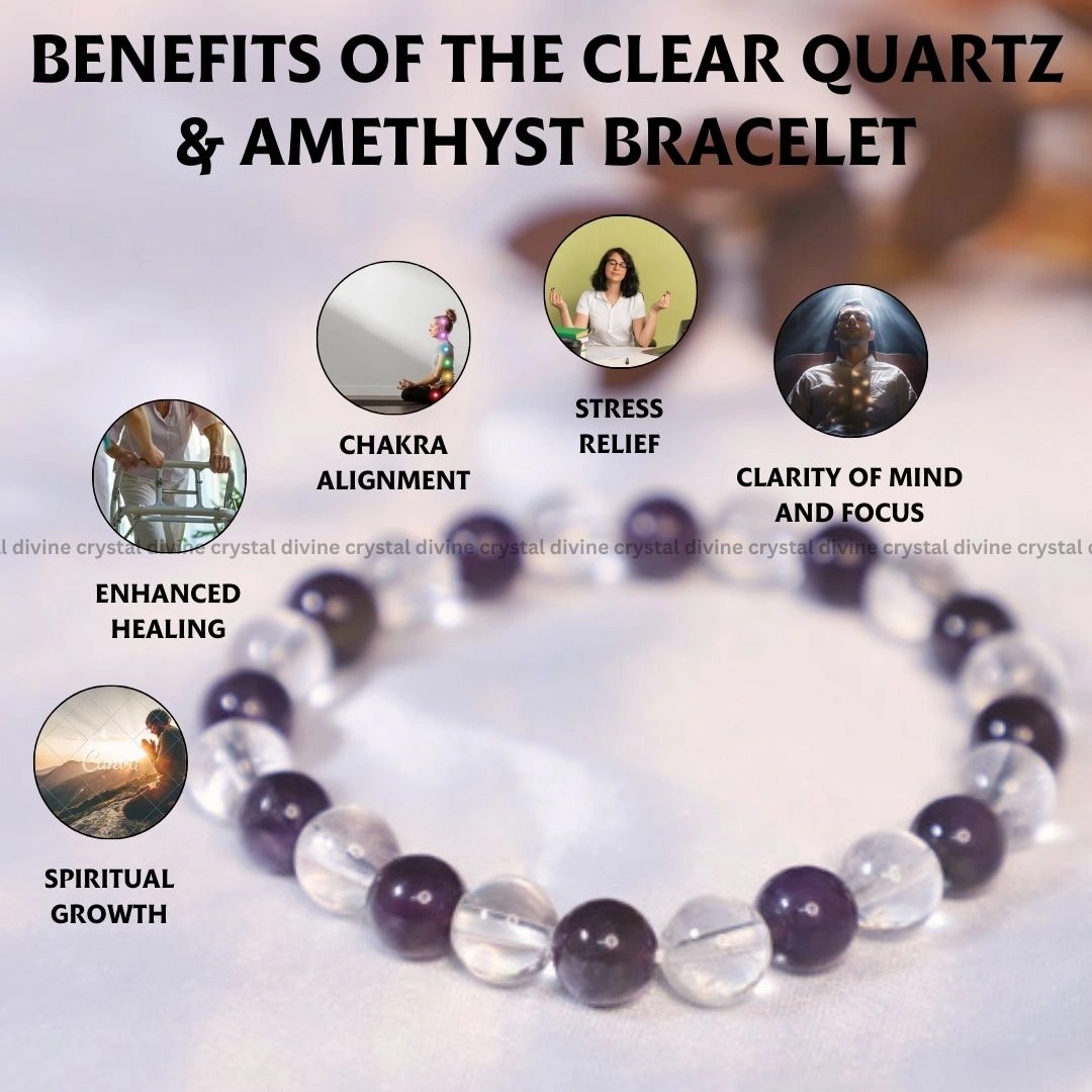 Clear Quartz & Amethyst Bracelet - 8MM