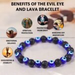 Evil Eye With Lava Bracelet - 8MM (Grounding & Stability)