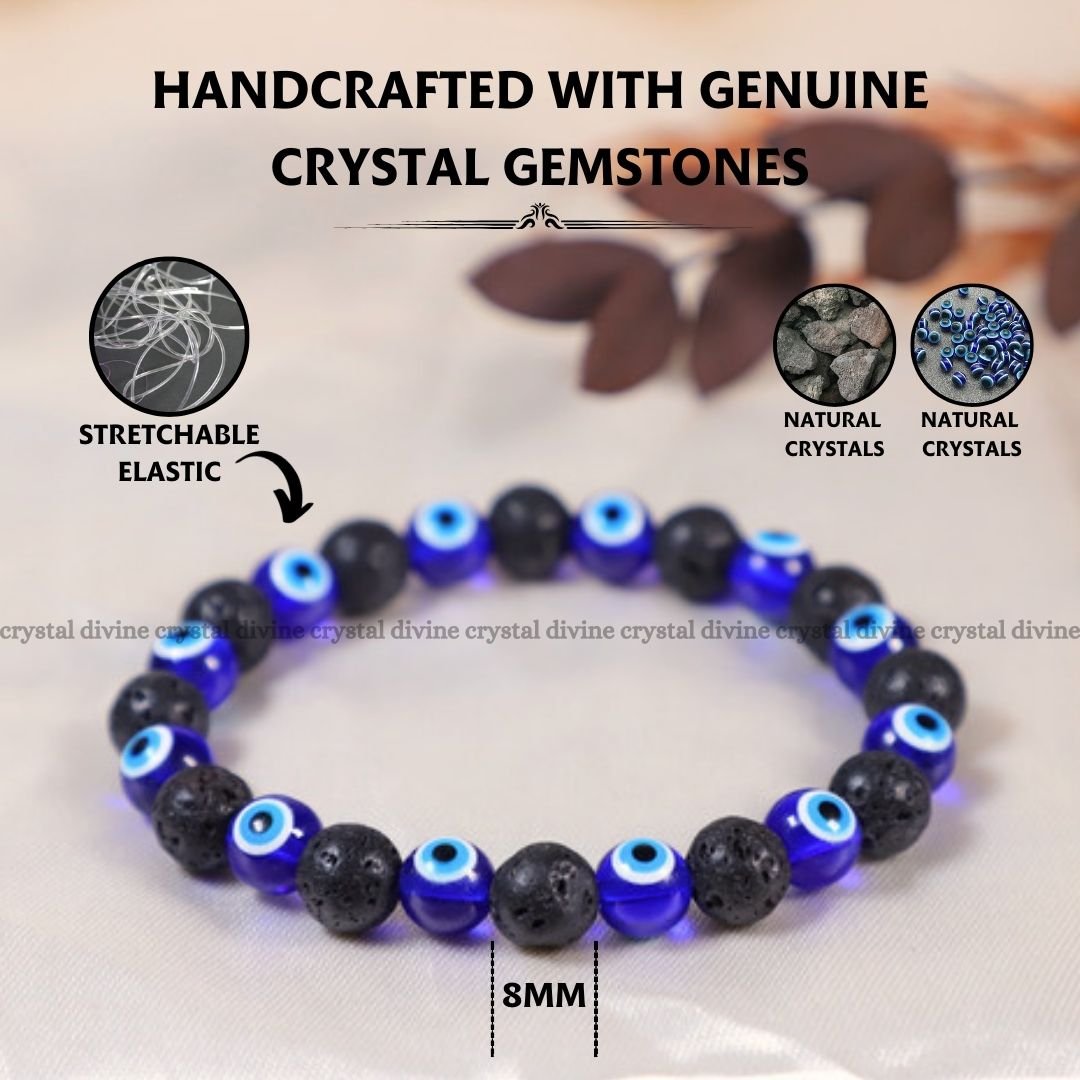 Evil Eye With Lava Bracelet - 8MM (Grounding & Stability)