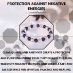 Clear Quartz & Amethyst Bracelet - 8MM (Meditation & Reflection)
