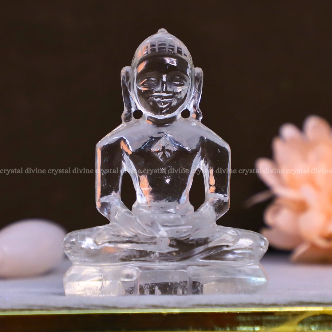 Clear Spathic Mahavir Swami God Idol (Focus for Meditation & Prayers)