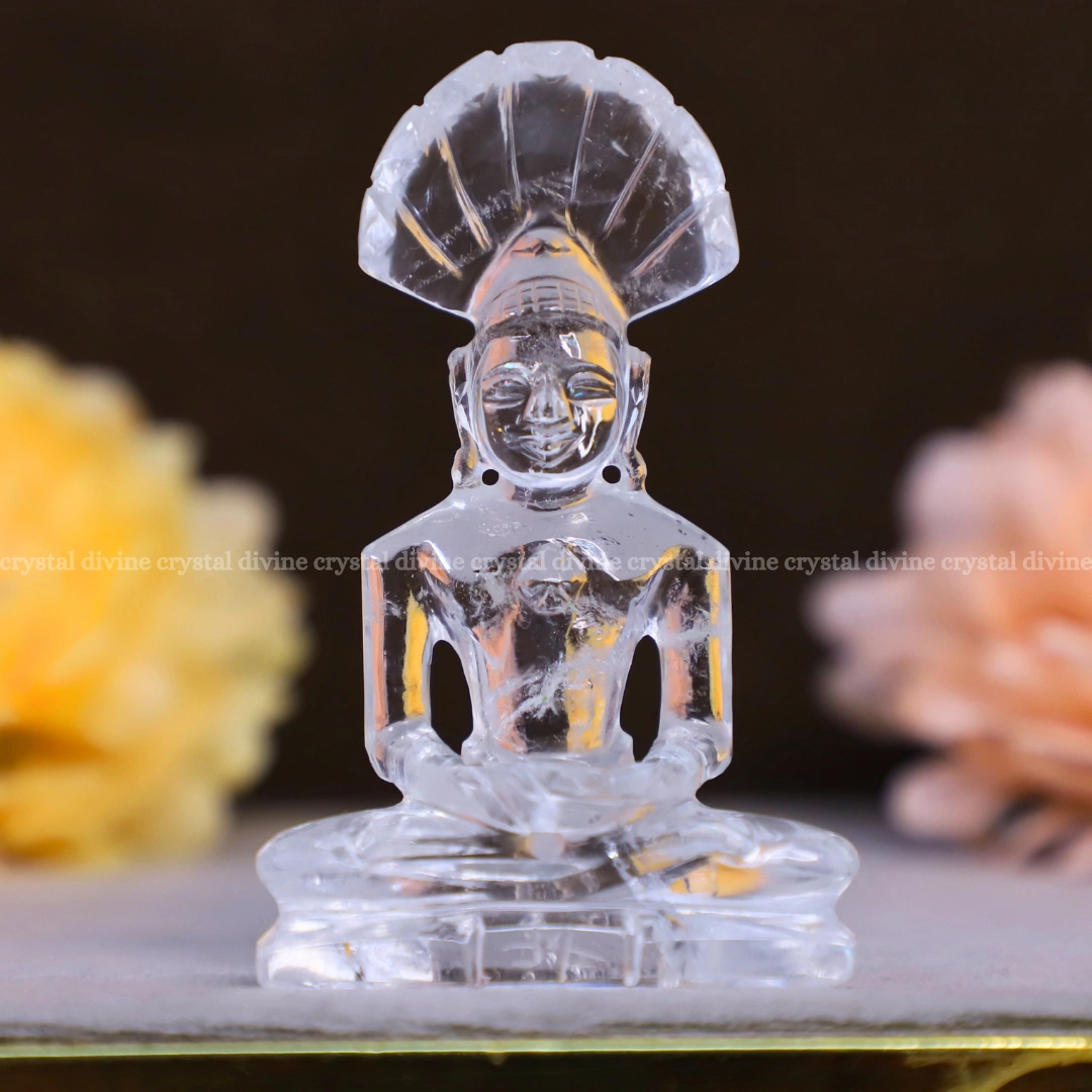 Clear Spathic Parshwanath bhagwan God Idol (Spiritual Guidance)