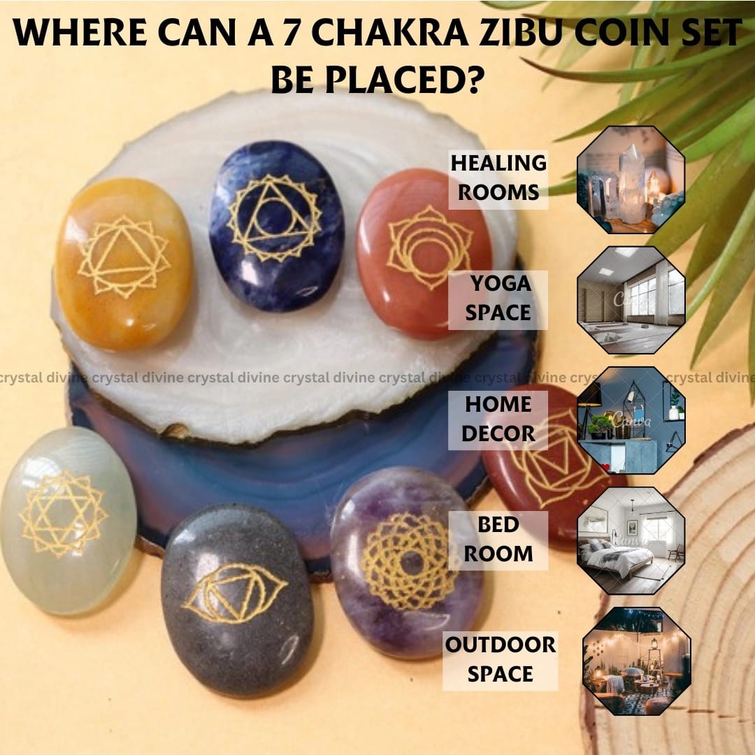 7 Chakra Symbol Coins Engraved Set (Enhanced Meditation Practice)
