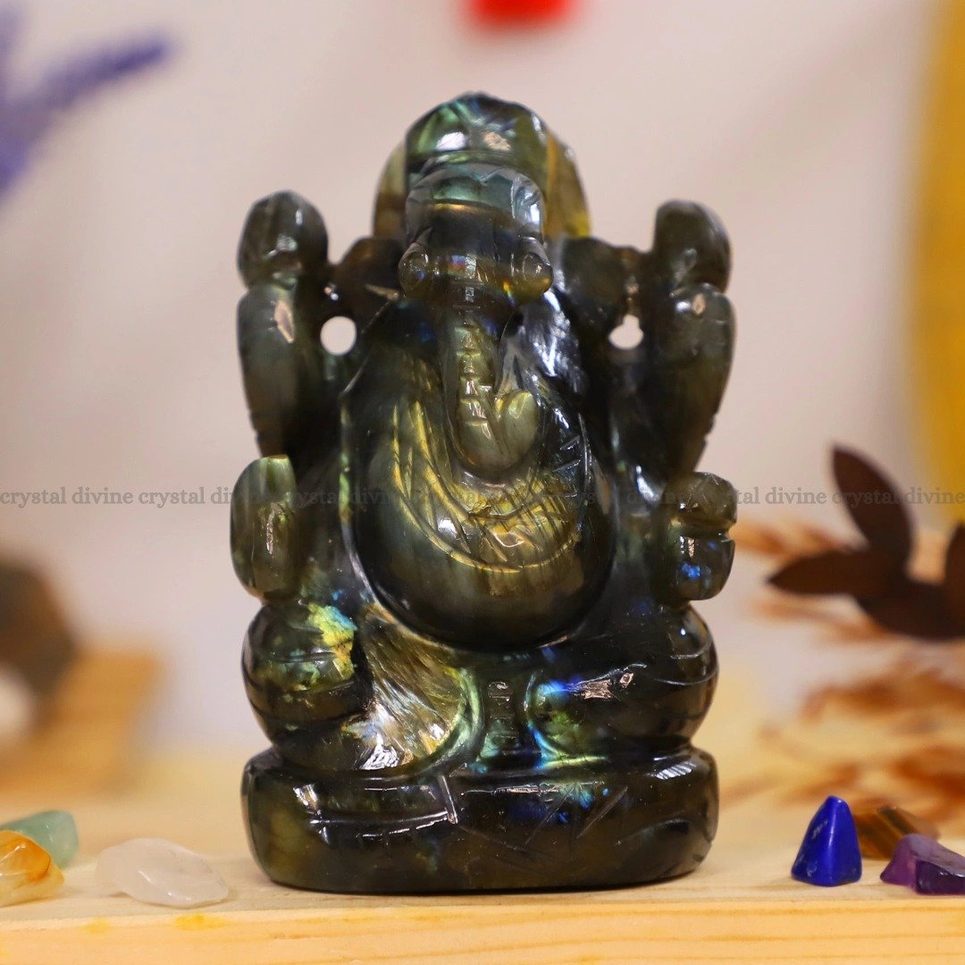 Labradorite Ganesha Idol (Focus & Concentration)