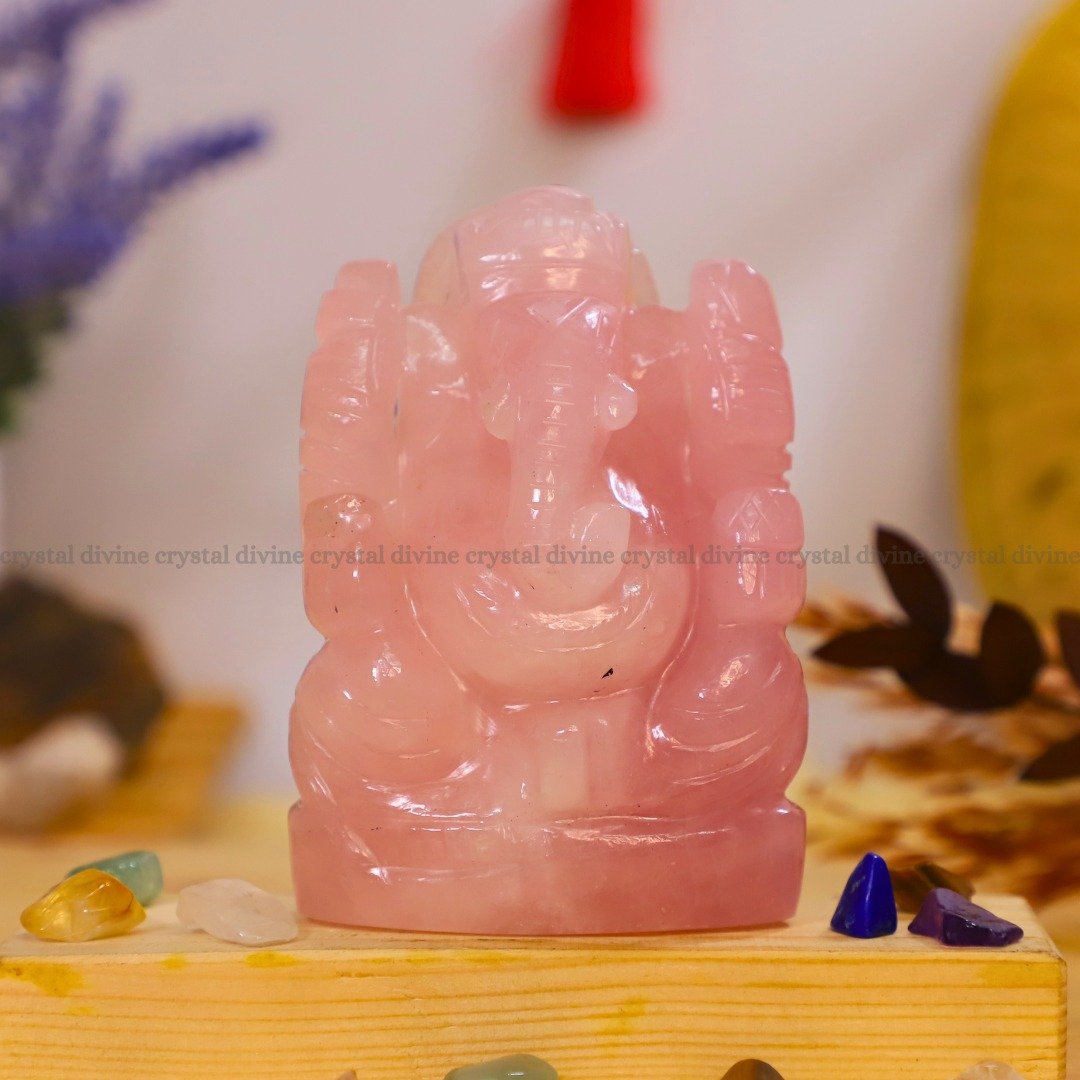 Rose Quartz Ganesha Idol (Promoting Love & Compassion)