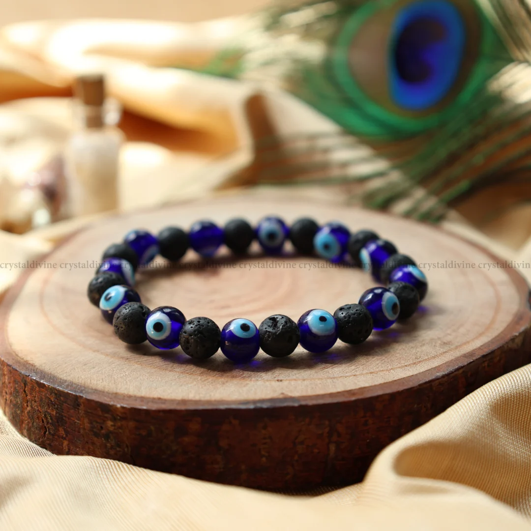 Evil Eye With Lava Bracelet - 8MM (Grounding & Stability)