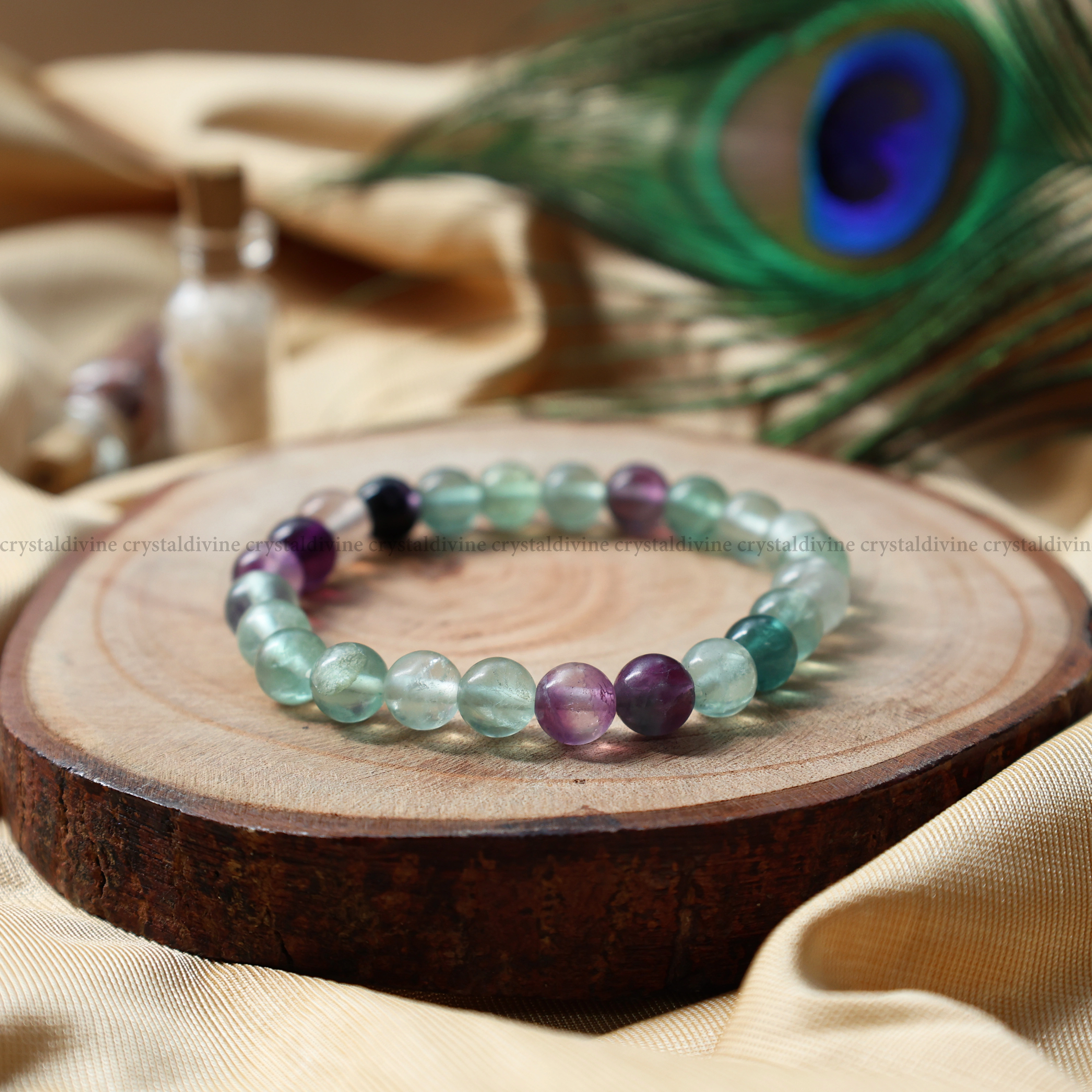 Fluorite bracelet popular with 14k gold clasp