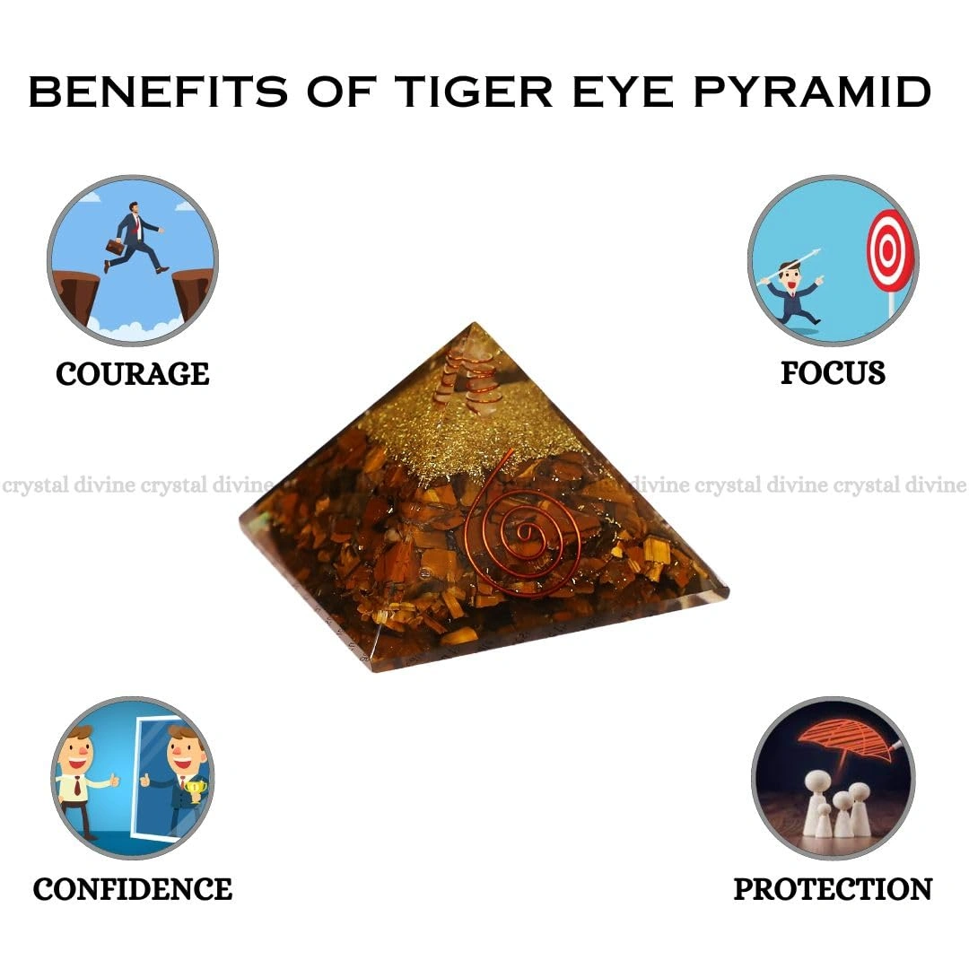 Tiger Eye Crystal Pyramid (Confidence & Courage)
