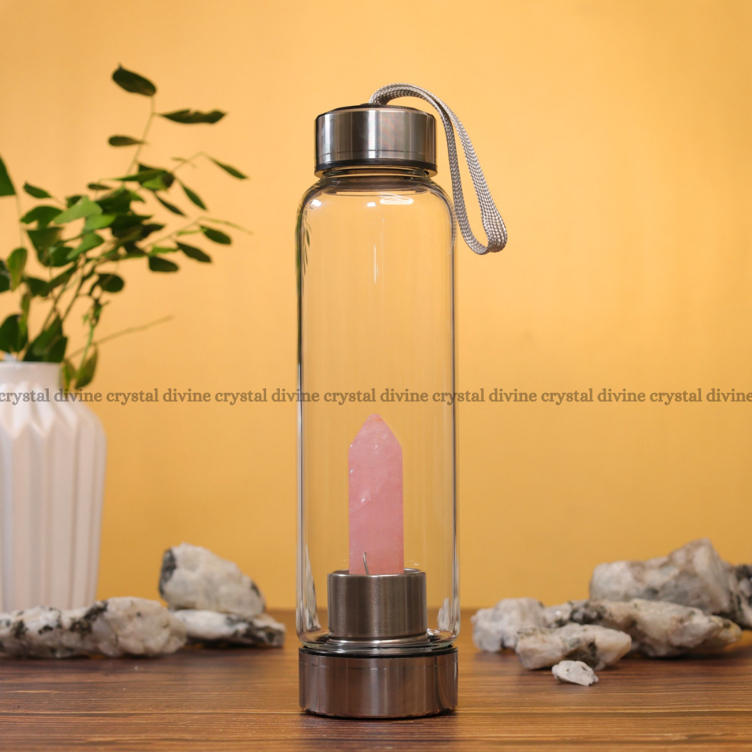 Rose Quartz Crystal Bottle (Relationship Enhancement & Love)