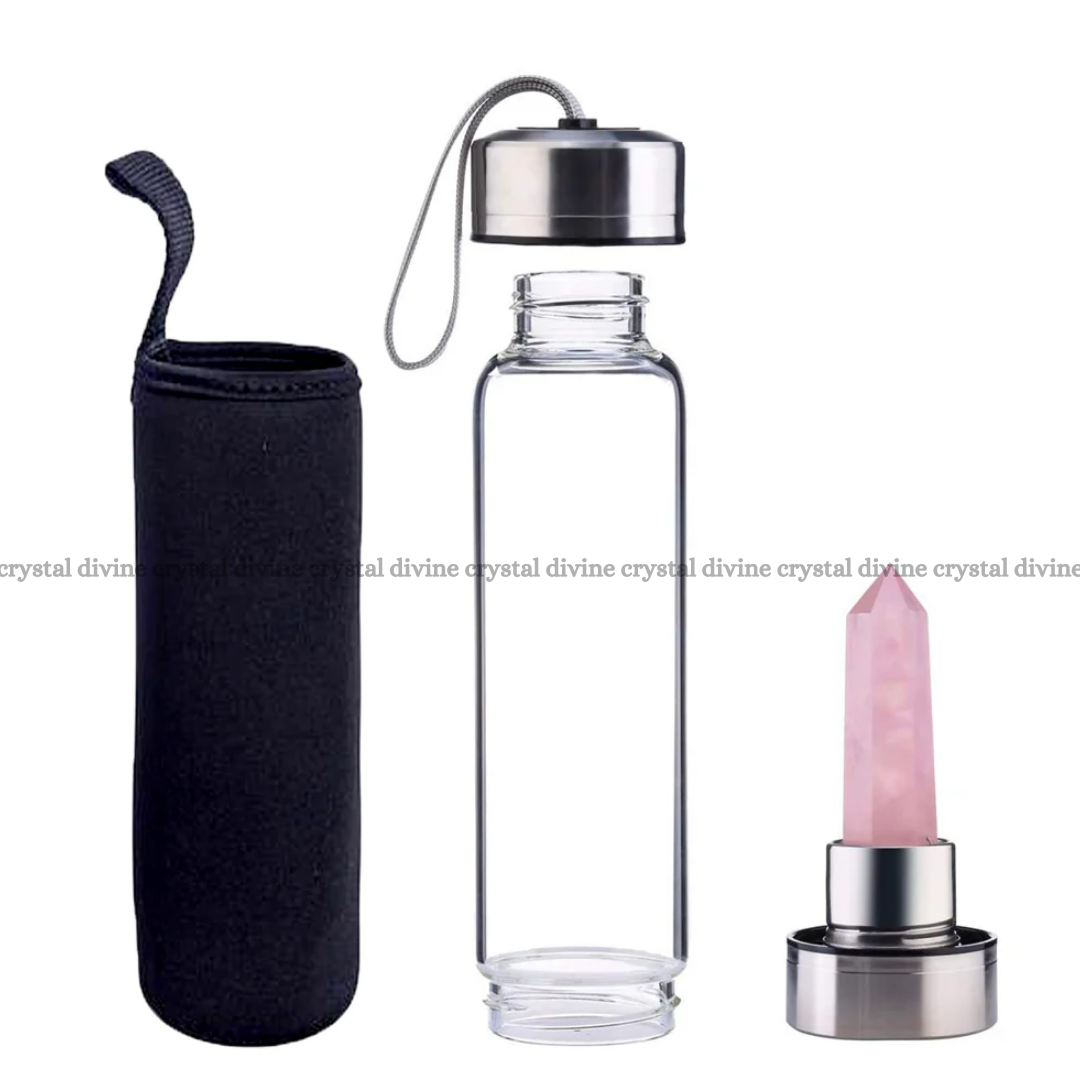 Rose Quartz Crystal Bottle (Relationship Enhancement & Love)