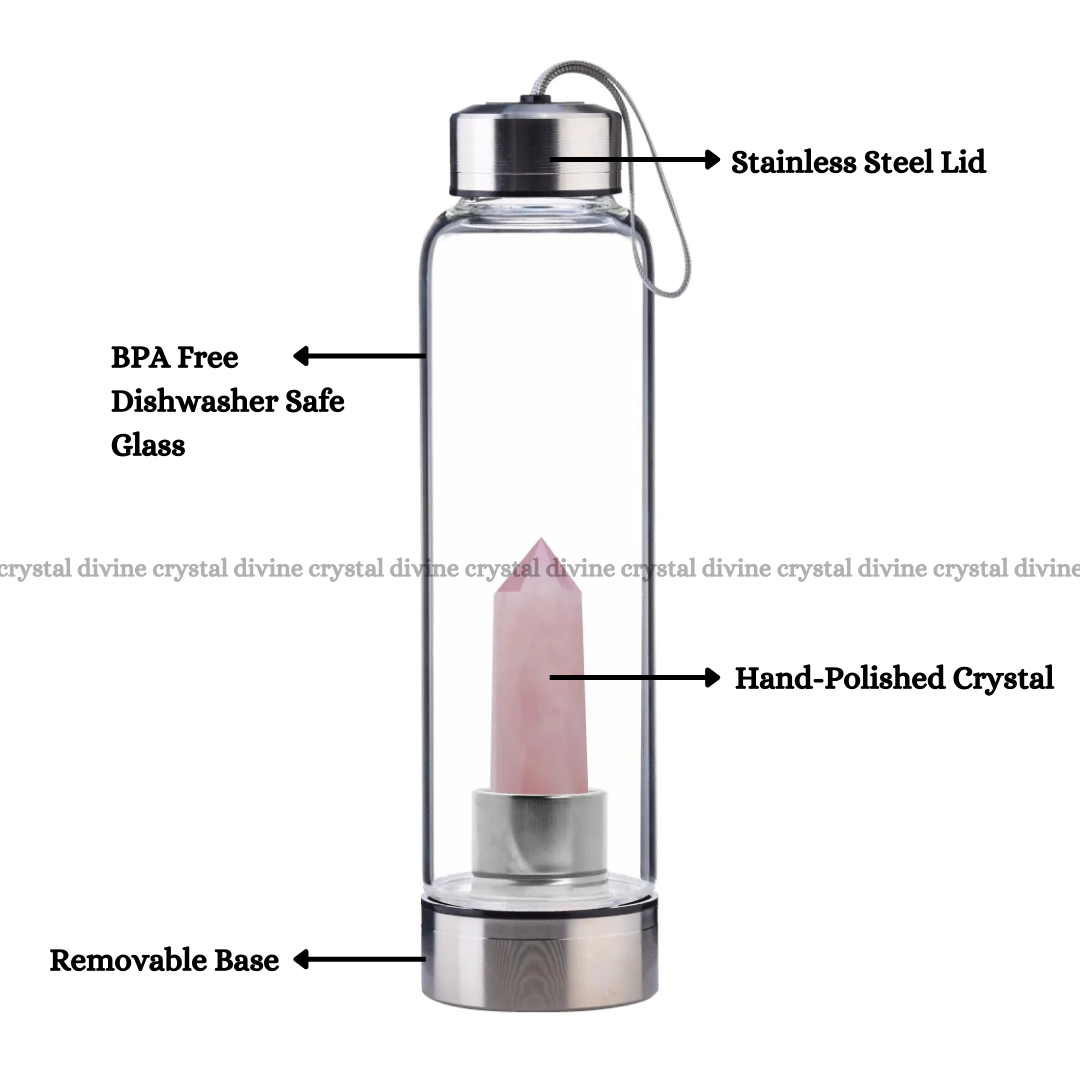 Rose Quartz Crystal Bottle (Relationship Enhancement & Love)