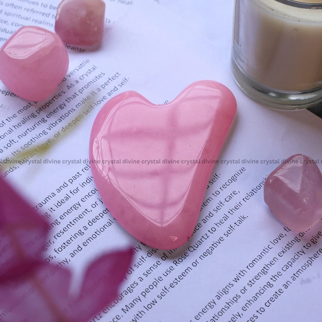 Rose Quartz Crystal Gua Sha (Calming & Soothing)