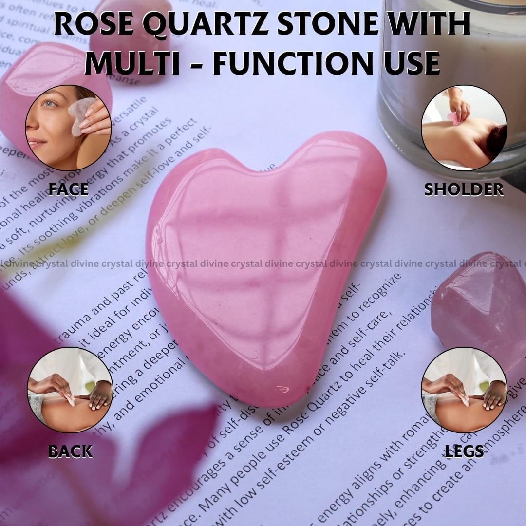 Rose Quartz Crystal Gua Sha (Calming & Soothing)