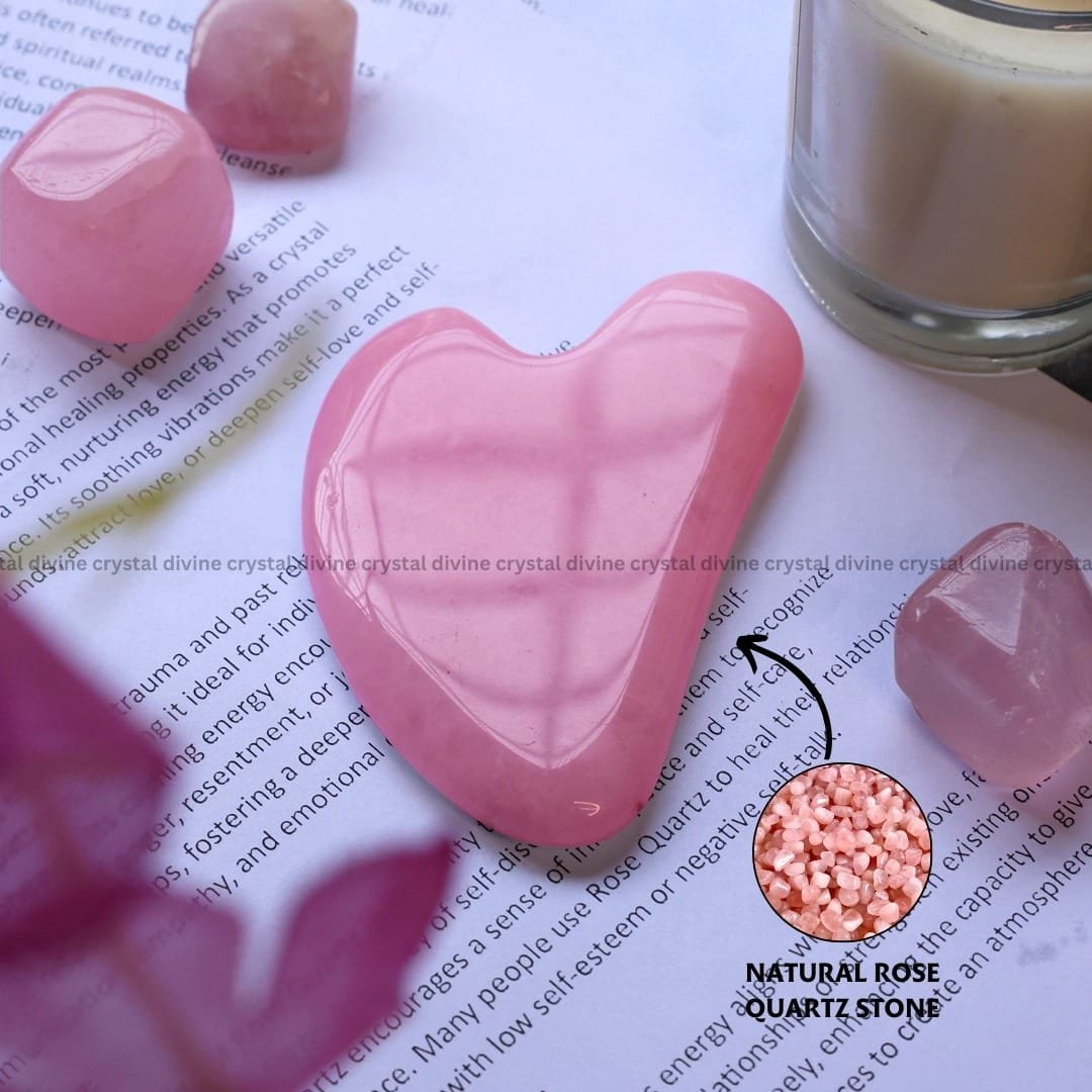 Rose Quartz Crystal Gua Sha (Calming & Soothing)