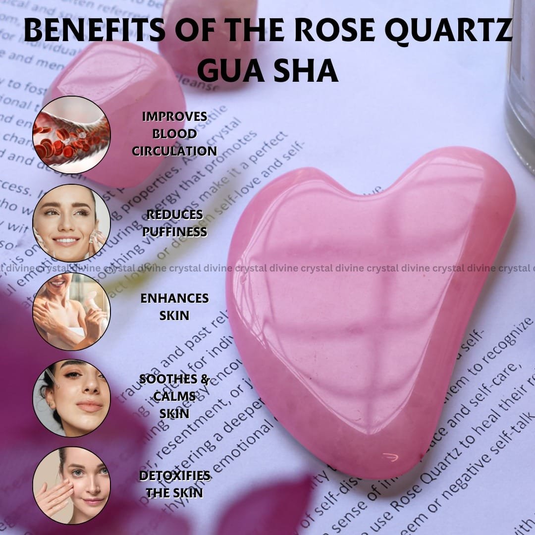 Rose Quartz Crystal Gua Sha (Calming & Soothing)
