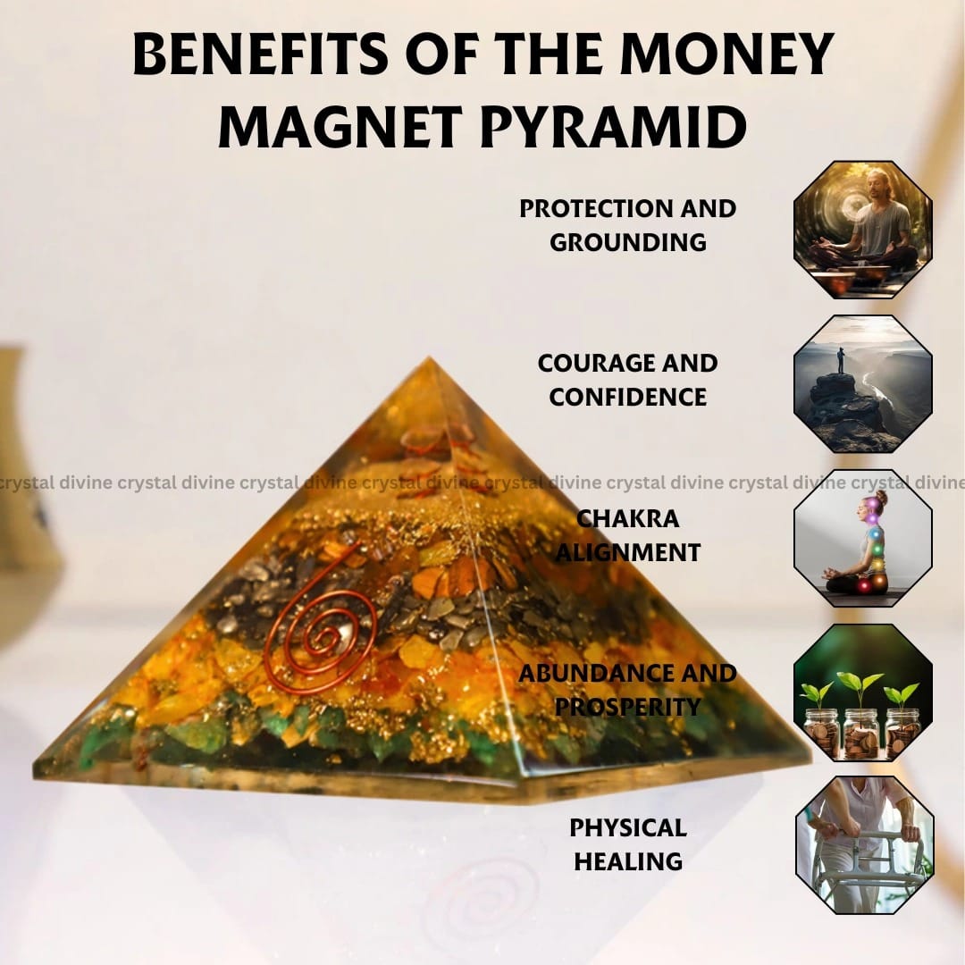 Money Magnet With Pyrite Crystal Pyramid (Enhances Manifestation Power)