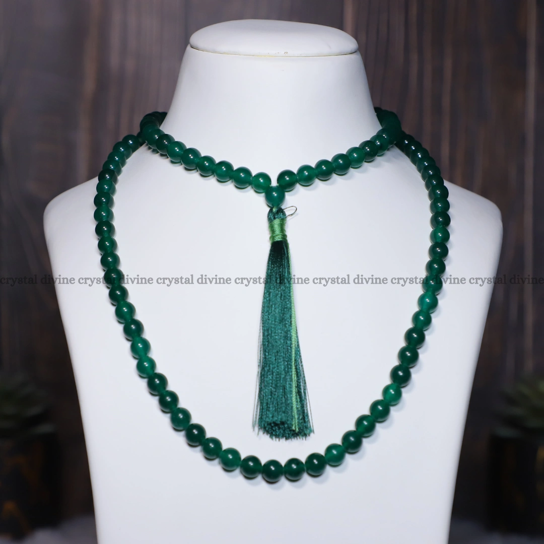 Green Jade Jaap Mala 108 Bead's(Attracts Prosperity & Good Luck)