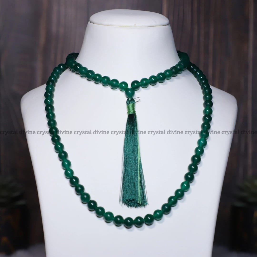 Green Jade Jaap Mala 108 Bead's(Attracts Prosperity & Good Luck)