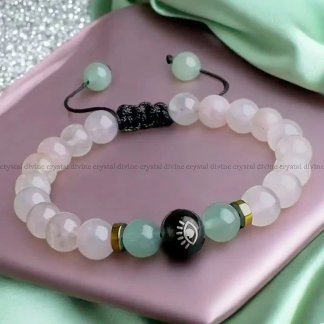 Evil Eye Rose Quartz With Green Aventurine Bracelet - 8MM