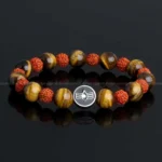 Third Eye Rudraksha With Tiger Eye Bracelet (Prosperity & Success)