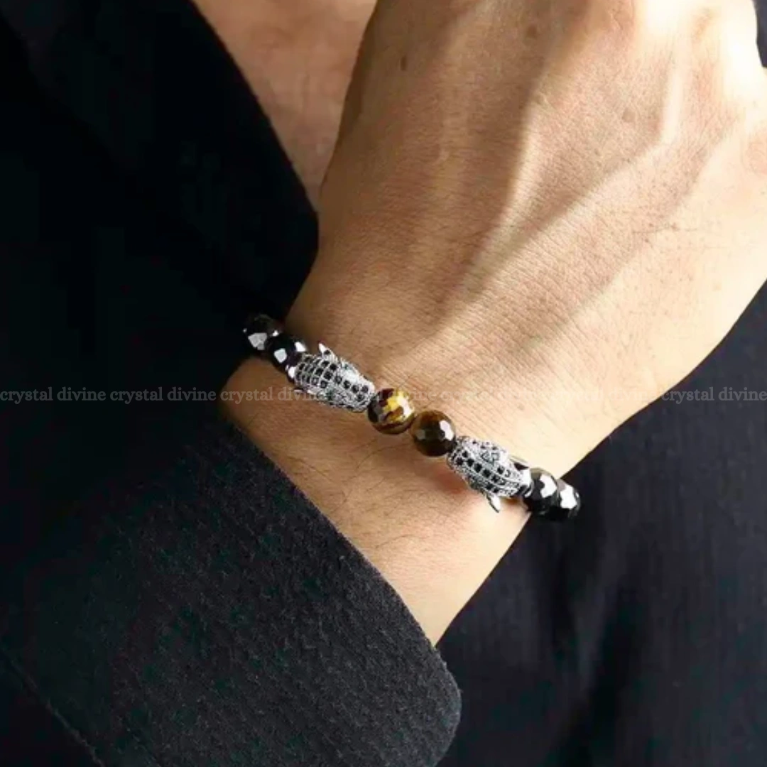 Premium Hematite With Tiger Eye Bracelet - 7MM